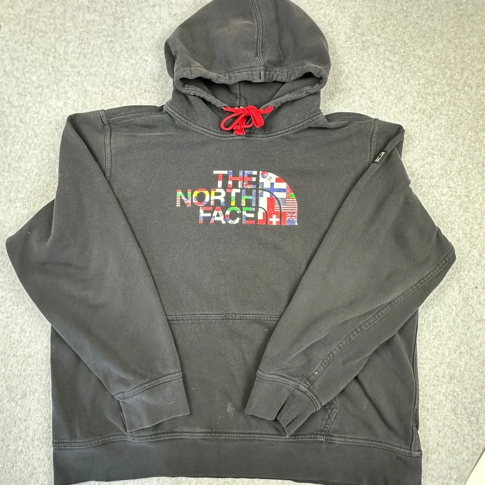 The North Face Mens International Collection Flag Logo Hoodie Black XL